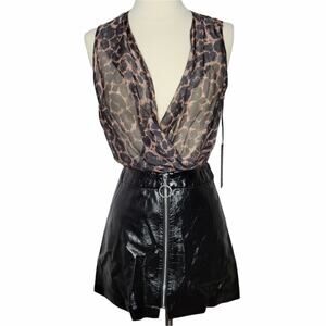 Zara Faux Leather Patent Mini Skirt Black Size XS